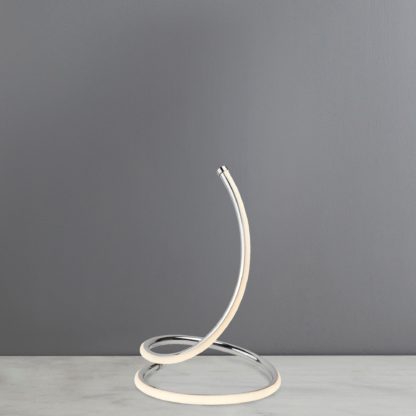 An Image of Roccaraso Integrated LED Swirl Table Lamp Chrome and White