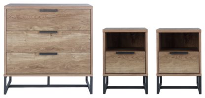 An Image of Habitat Nomad 2 Bedside & 3 Drawer Chest Set - Oak Effect