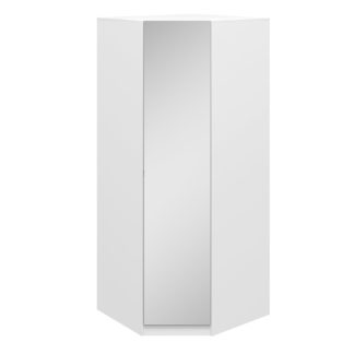 An Image of Moritz Corner Mirrored Wardrobe White