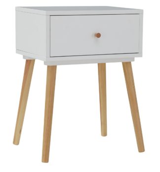 An Image of Habitat Otto 1 Drawer Bedside Table - White
