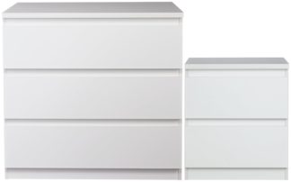 An Image of Habitat Jenson Gloss Bedside & 3 Drawer Chest Set - White