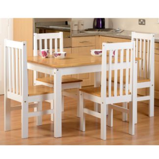 An Image of Ludlow White Pine 4 Seater Dining Set White/Brown