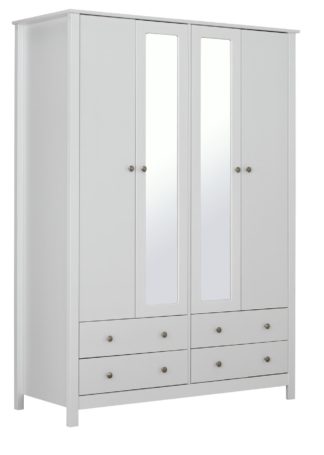 An Image of Habitat Osaka 4 Door 4 Drawer Mirror Wardrobe - White