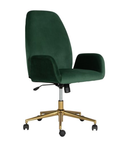 An Image of Habitat Clarice Velvet Office Chair - Green