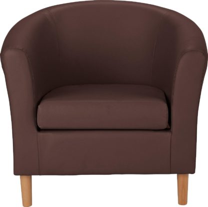 An Image of Habitat Faux Leather Tub Chair - Mocha