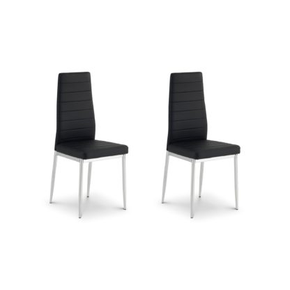 An Image of Greenwich Set of 2 Dining Chairs Black PU Leather Black