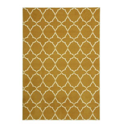 An Image of Habitat Statement Trellis Rug- 120x170cm - Mustard