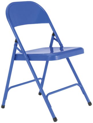 An Image of Habitat Macadam Metal Folding Chair - Cobalt