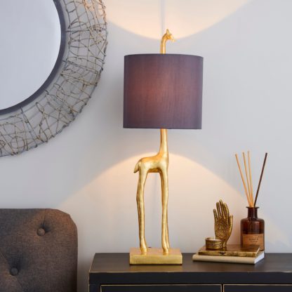 An Image of Malmo Giraffe Gold Table Lamp Gold