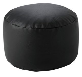 An Image of Habitat Faux Leather Footstool - Black