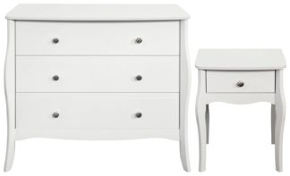 An Image of Amelie Bedside Table & 3 Drawer Chest Set - White