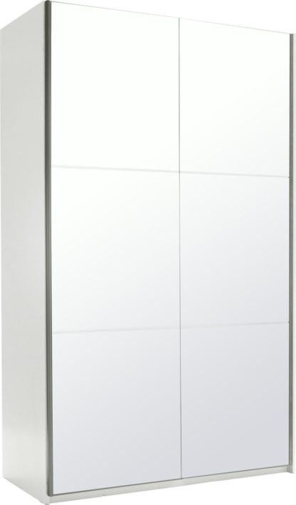 An Image of Habitat Holsted Mirrored Small Wardrobe - White