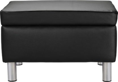 An Image of Habitat Moda Faux Leather Storage Footstool - Black