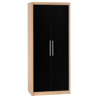 An Image of Seville Black Double Wardrobe Natural/Black