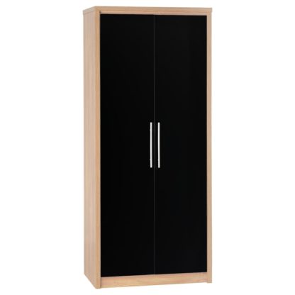 cbc1f4a504a87078b9cbd044174e7916ff3eec12b5ad0deb08ca1ed623685173.jpg An Image of Seville Black Double Wardrobe Natural/Black