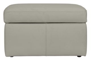 An Image of Habitat Leather Storage Footstool - Grey