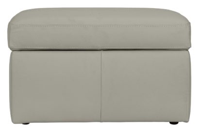 An Image of Habitat Leather Storage Footstool - Grey