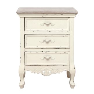 An Image of Camille Ivory 3 Drawer Bedside Table Cream