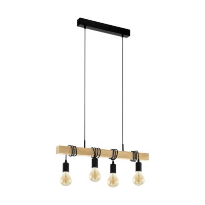 An Image of Eglo Townshend 4 Light Ceiling Light - Black Oak