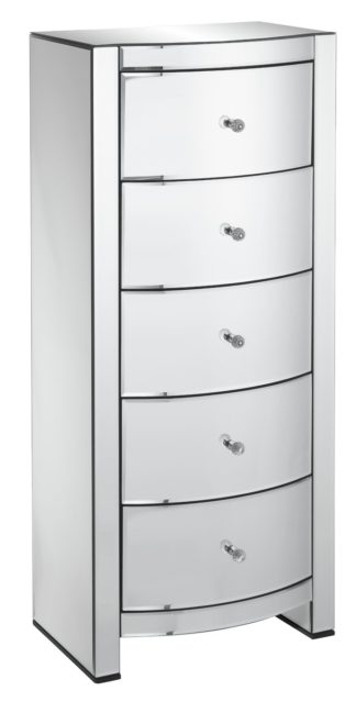 An Image of Argos Home Canzano 5 Drawer Tallboy - Mirrored