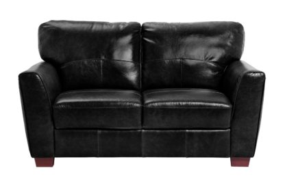 An Image of Habitat Milford 2 Seater Leather Sofa - Black