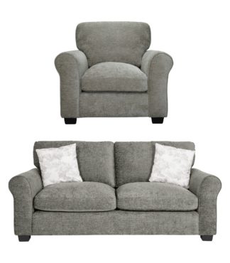 An Image of Argos Home Tammy Fabric Chair and 3 Seater Sofa - Mink