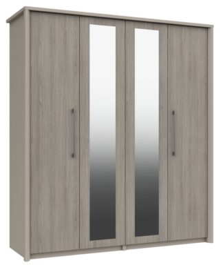 An Image of Lancaster 4 Door 2 Mirror Wardrobe - Grey