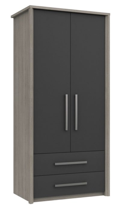 An Image of Grasmere 2 Door 2 Drawer Wardrobe - Dark Grey