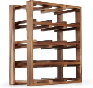 An Image of Clover Acacia Wood 12 Bottle Rack, Dark Stain