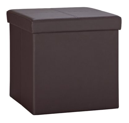 An Image of Argos Home Small Faux Leather Stitched Ottoman - Brown