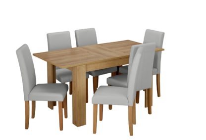 An Image of Habitat Miami Extending Table & 6 Chocolate Chairs