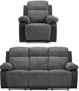 An Image of Argos Home Bradley Chair & 3 Seater Recliner Sofa - Charcoal