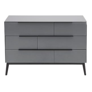 An Image of Monroe Glass 6 Drawer Chest Grey