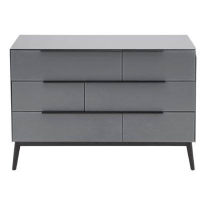 An Image of Monroe Glass 6 Drawer Chest Grey