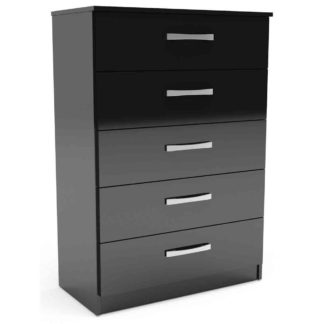 An Image of Lynx Black 5 Drawer Chest Black