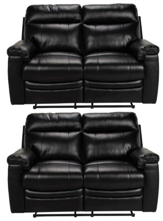 An Image of Argos Home Paolo Pair of 2 Seater Manual Recline Sofa -Black