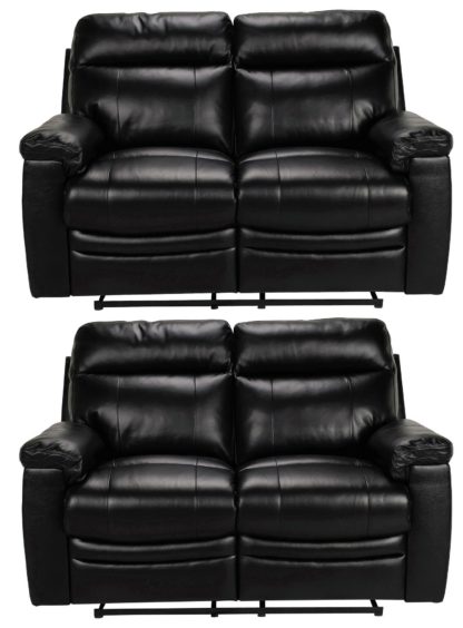 An Image of Argos Home Paolo Pair of 2 Seater Manual Recline Sofa -Black