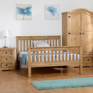 An Image of Monaco Pine High Foot End Bed Frame Brown