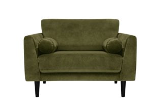 An Image of Habitat Jackson Velvet Cuddle Chair - Green