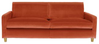 An Image of Habitat Chester 3 Seater Velvet Sofa - Orange