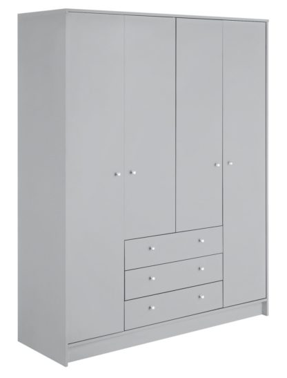 An Image of Habitat Malibu 4 Door 3 Drawer Wardrobe - Grey