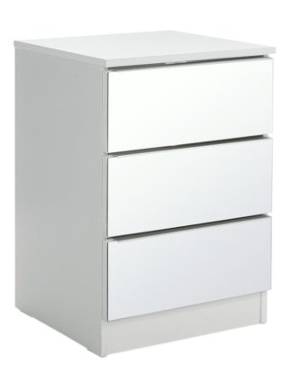 An Image of Argos Home Sandon 3 Drawer Bedside Table - White & Mirrored