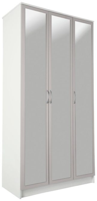 An Image of Argos Home Cheval 3 Door Mirrored Wardrobe - Grey