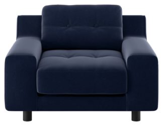 An Image of Habitat Hendricks Navy Velvet Buttoned Armchair