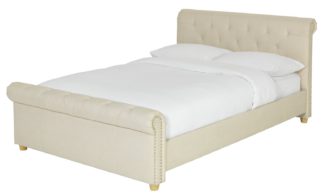 An Image of Argos Home Newbury Studded Kingsize Bed Frame - Natural