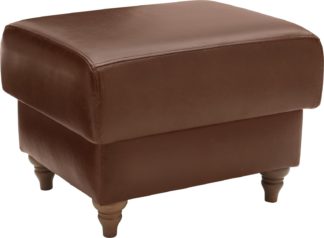 An Image of Argos Home Argyll Leather Storage Footstool - Tan