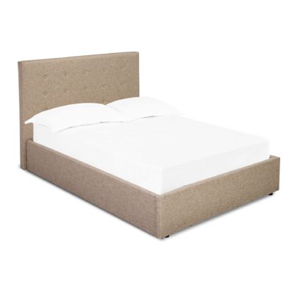 An Image of Lucca Beige Upholstered Bed Frame Beige