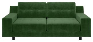 An Image of Habitat Hendricks 2 Seater Velvet Sofa - moss Green