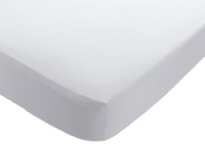 An Image of Habitat Washed White 30cm Fitted Sheet - Double