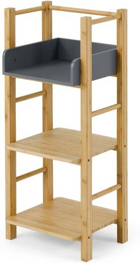 An Image of Felicia Bamboo 3 Tier Storage Unit, Natural & Charcoal